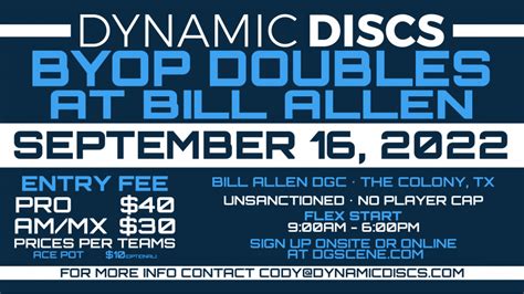 Dynamic Discs Byop Doubles Bill Allen Memorial Park Dynamic