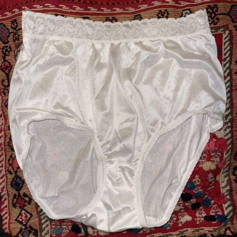 Vintage Ashley Taylor Nylon Granny Sissy Panties White Lace Second Skin