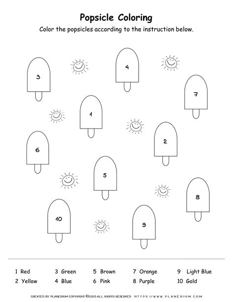 Summer Worksheet Popsicles And Numbers Planerium