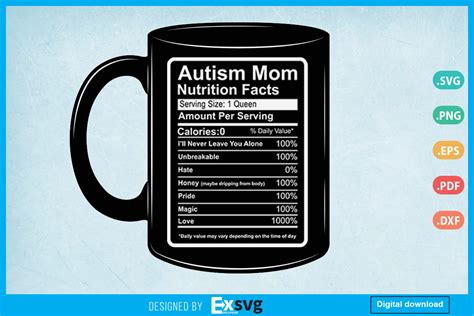 Autism Mom Nutrition Facts Mothers Day Graphic By Exsvg Creative Fabrica