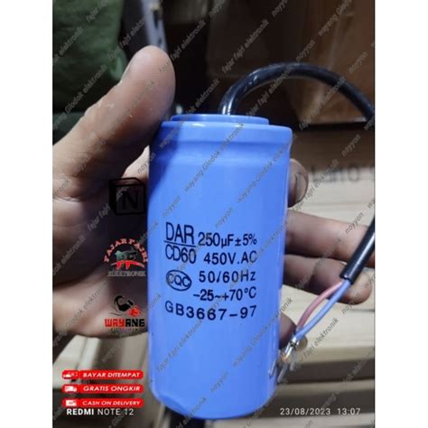 Jual Capacitor Mesin 250uf 450v Dan 250 400v 2 Kabel Kapasitor Mesin