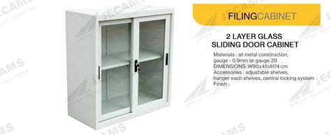 Steel Filing 2 Layer Glass Sliding Door Cabinet Jecams Inc