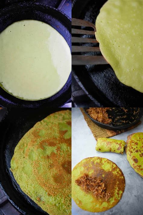 Kuih Dadar Kuih Ketayap Malaysian Pandan Coconut Crepes