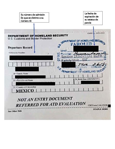 Documento 1 De Parole I 94 En Tarjeta Recursos Para Solicitantes De Asilo