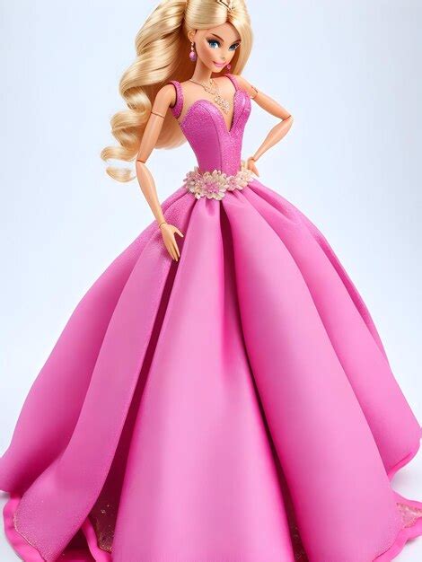 Mu Eca Barbie Con Vestido Rosa Foto Premium