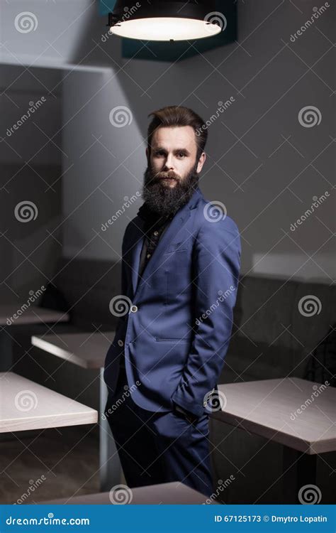 Charismatic Bearded Man Dressed In Suit Stock Image Image Of