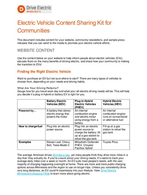 Fillable Online Electric Vehicles Benefits Challenges And Potential