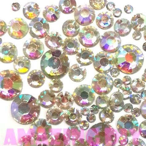 Pcs Mm Mm Resin Crystal Ab Round Rhinestones Flatback Mix Size