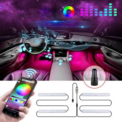 Boomersun RGB Éclairage LED de Voiture Intérieur Bande de LED Musique