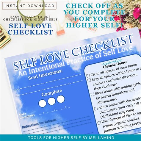 Self Love Checklist Printable Worksheet Package For Self Love Print