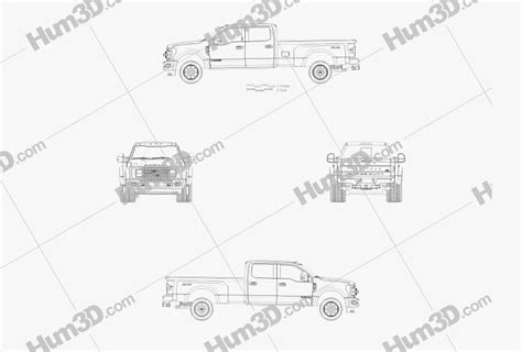 Ford F 450 Super Duty Super Crew Cab Platinum 2018 Blueprint 3dmodels