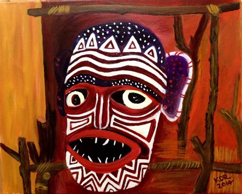 Zulu Mask Acrylic 16x20 Canvas Art Painting Art Gallery