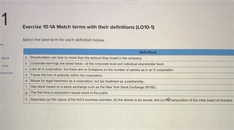 Solved 1 Exercise 10 1a Match Terms With Their Definitions