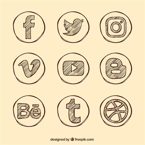 Free Vector Variety Of Hand Drawn Social Media Icons