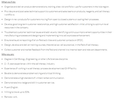 Cytiva Korea 채용공고 Apac Cell Therapy Field Application Specialist 2022년 채용