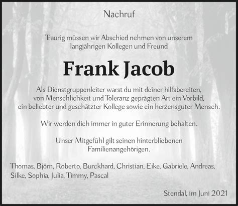 Traueranzeigen Von Frank Jacob Abschied Nehmen De