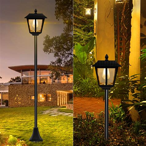 Magt 67 Inch Solar Lamp Post Lights 100 Lumen Solar Powered Vintage