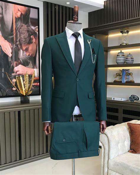 Bojoni Montreal Slim Fit Green Suit Bojoni