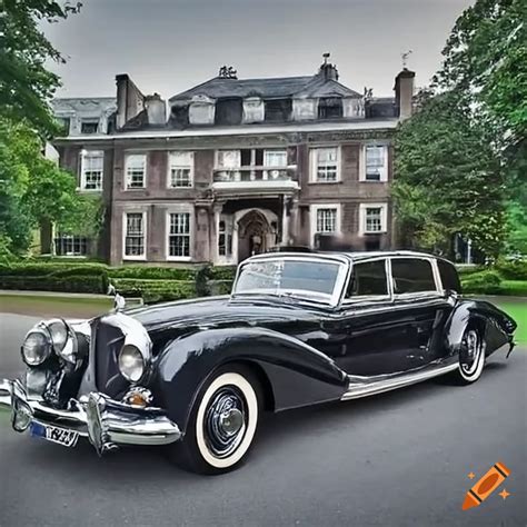 Classic Black Mercedes Benz 770k Parked In Front Of A Mansion On Craiyon