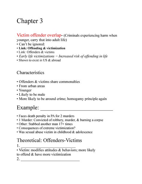 Victimology Notes 3 Chapter 3 Victim Offender Overlap Criminals