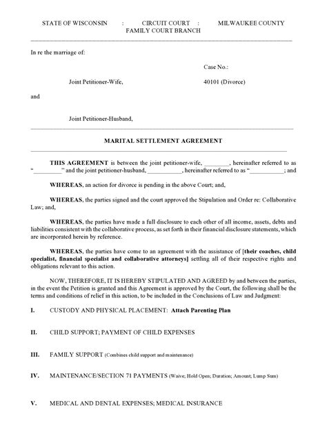 Marriage Separation Agreement Template