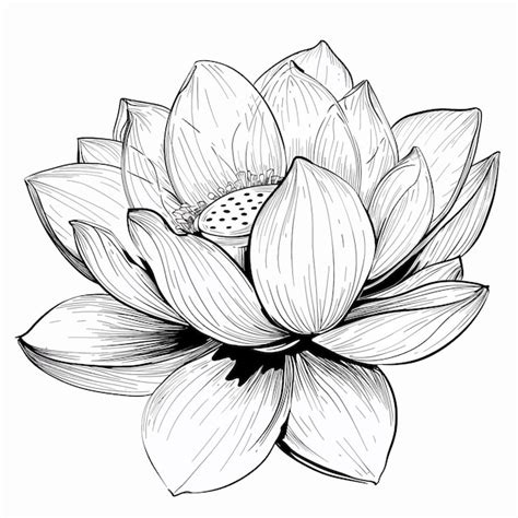 Un Dessin En Noir Et Blanc D Une Fleur De Lotus Avec Un Contour Blanc