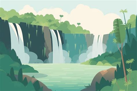 Ilustración vectorial mínima cataratas del iguazú Vector Premium