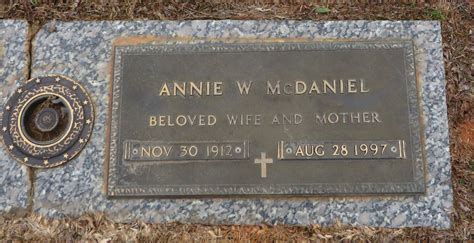 Annie Elizabeth Weisner Mcdaniel Memorial Find A Grave