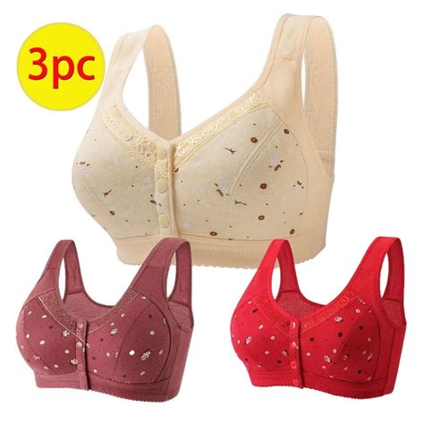 Nerohusy Daisy Bra For Seniors Womens Everyday Bras 3 Pack Charm Front