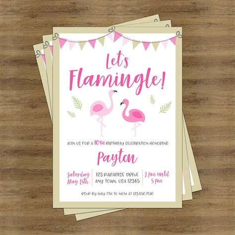 Lets Flamingle Flamingo Invitation Flamingo Birthday Invitation