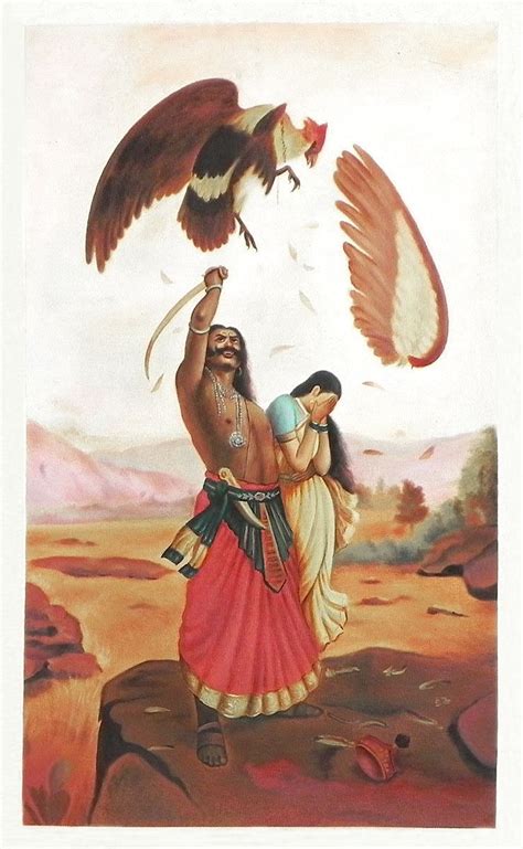 Jatayu Vadh - Raja Ravi Varma Painting on Canvas