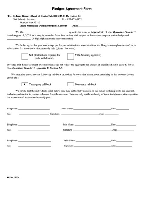 Fillable Pledgee Agreement Form printable pdf download