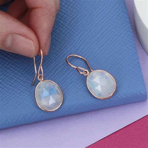 18ct Rose Gold Vermeil Moonstone Drop Earrings By Auren