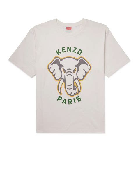 Kenzo Logo Print Cotton Jersey T Shirt White Kenzo