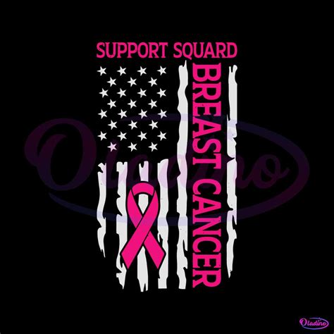 Support Squad Breast Cancer Patriotic Flag Svg Design File