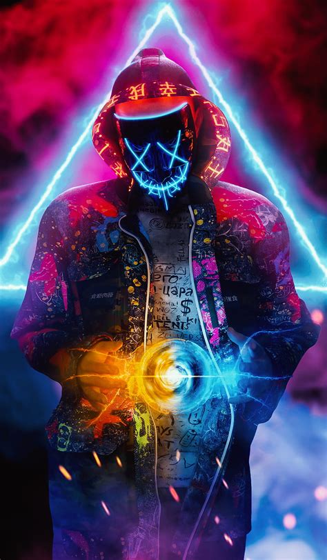 NEON MASK MAN City Light Night Sky Spark HD Phone Wallpaper Peakpx