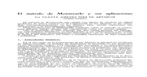 Metodo De Monte Carlo Y Sus Aplicaciones Pdf Document