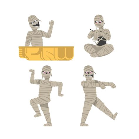 Free Vector Flat Halloween Mummies Collection