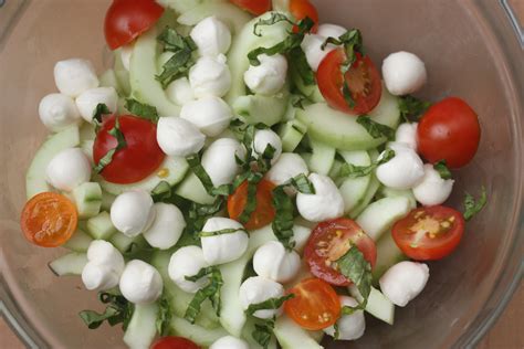 Cucumber Salad With Fresh Mozzarella And Tomatoes Emmy Cooks