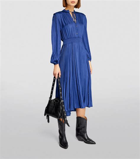 Womens Maje Blue Pleated Midi Dress Harrods Uk