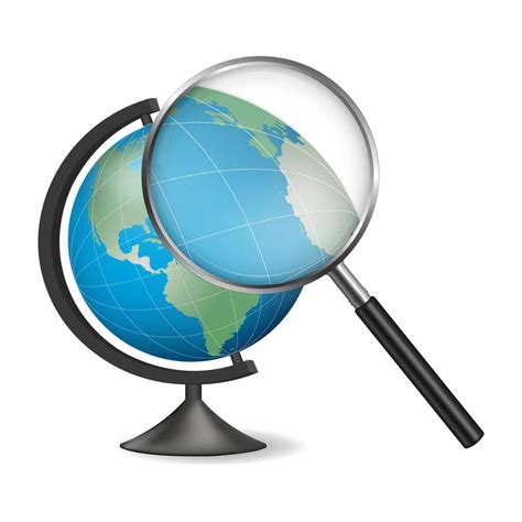 Realistic School Globe Model Of Earth With Magnifying Glass 11173758 Vector Art At Vecteezy