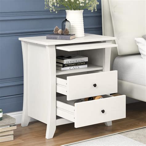 Amazon Knocbel 2 Drawer Nightstand Bedside Table With Pull Out