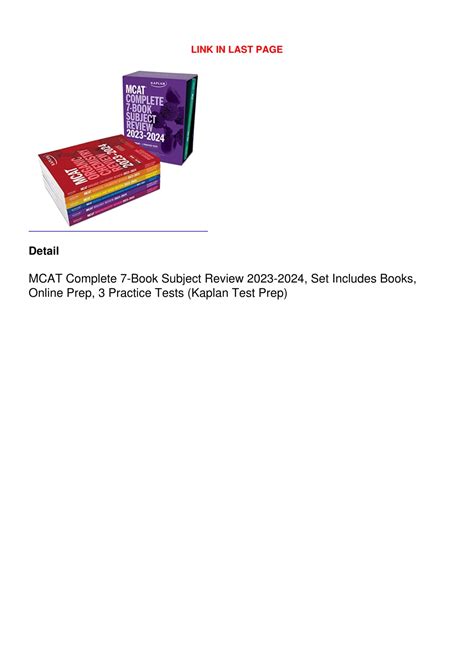 Ppt Read [pdf] Mcat Complete 7 Book Subject Review 2023 2024 Set Includes Books Online