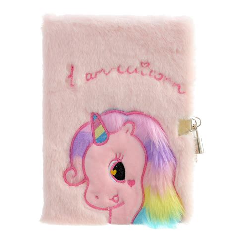 Cuaderno De Felpa De Unicornio Con Cerradura Bloc De Contraseña