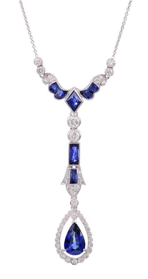 Art Deco Sapphire And Diamond Pendant Necklace Necklacechain Jewellery