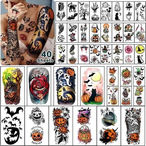 Tatouages Temporaires Soovsy Lot Feuilles D Halloween Enfants