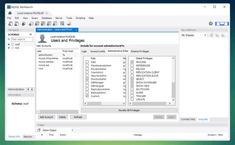 Configuración de contraseñas y permisos en MySQL Workbench Norvic