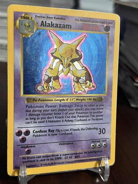 Pokémon TCG Shadowless Alakazam Holo Rare 1 102 Base Set 1999 WOTC MP