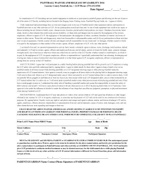 Fillable Online Paintball Waiver And Release Of Liability Fax