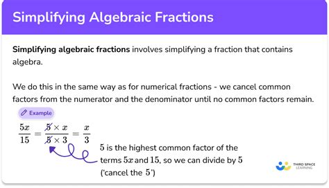 Simplifying Algebraic Fractions Gcse Maths Steps Examples